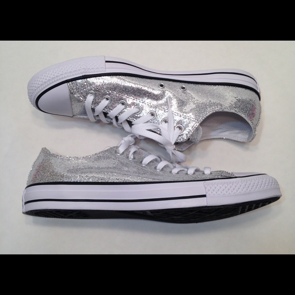 Womens Converse Silver Glitter size 13 - Picture 1 of 6